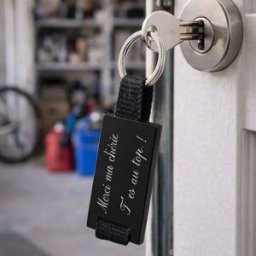 Ocadeau Porte clé métal noir gravé