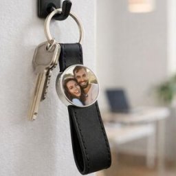 Ocadeau Porte clé cuir long rond