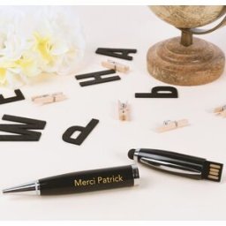 Ocadeau Stylo clé USB noir gravé