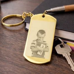 Ocadeau Porte clé doré gravé photo