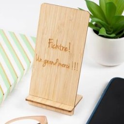 Ocadeau Support smartphone bois gravé