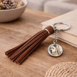 Ocadeau Porte clé long plumeau brun