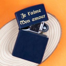 Ocadeau Briquet Zippo bleu marine gravé