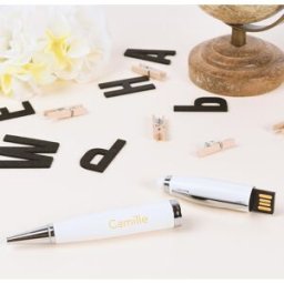 Ocadeau Stylo clé USB blanche gravé
