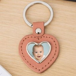 Ocadeau Porte clé cuir brun coeur