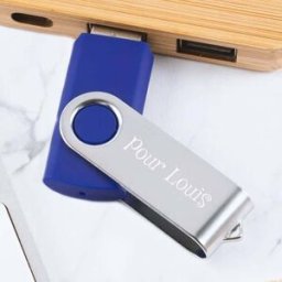 Ocadeau Clé USB bleu gravée