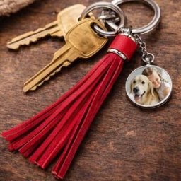Ocadeau Porte clé long plumeau rouge