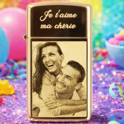 Ocadeau Briquet Zippo slim brass gravé