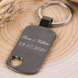 Ocadeau Porte clé plaque coeur texte