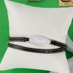 Ocadeau Bracelet double cuir homme gravé