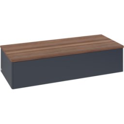 Villeroy und Boch Buffet Villeroy & Boch Antao L41002HG avec éclairage, 1 tiroir, 1200 x 268 x 500 mm, façade lisse, laque mate bleu nuit / noyer chaud