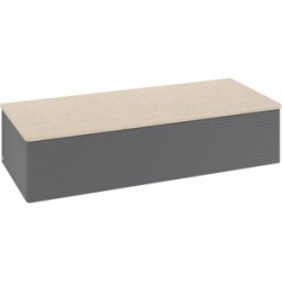 Villeroy und Boch Buffet Villeroy & Boch Antao L41103GK avec éclairage, 1 tiroir, 1200 x 268 x 500 mm, façade texturée, laque anthracite mate / Botticino