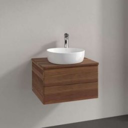Villeroy und Boch Meuble vasque Villeroy & Boch Antao L18152HM avec éclairage, 2 tiroirs, 600 x 360 x 500 mm, façade texturée, finition Noyer Chaud / Noyer Chaud