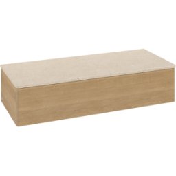 Villeroy und Boch Buffet Villeroy & Boch Antao L41003HN avec éclairage, 1 tiroir, 1200 x 268 x 500 mm, façade lisse, chêne miel / Botticino