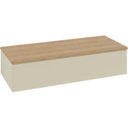Villeroy und Boch Buffet Villeroy & Boch Antao L41001HJ avec éclairage, 1 tiroir, 1200 x 268 x 500 mm, façade lisse, laque mate Gris Soie / Chêne Miel