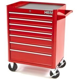 HBM servante d’atelier avec 7 tiroirs, 66 cm, rouge