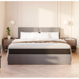 Lit Coffre Emma Original 140x190 - Gris clair - Tête de lit en option - Jusqu'à 796L de capacité de stockage - Livraison et retour gratuits