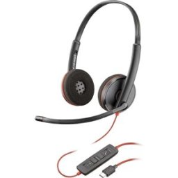 HP Poly Blackwire C3220 Micro-casque supra-auriculaire filaire Stereo noir micro-casque, mise en sourdine du microphone, volume réglable ordinateur