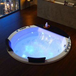 Distribain Baignoire balnéo ronde encastrable Noumea 24 jets Whirlpool