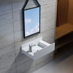 Distribain Vasque suspendue en solid surface SDV68L version gauche