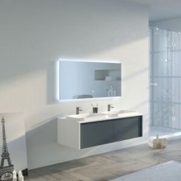 Distribain Meuble salle de bain SPEZZANO 1200 Gris béton et Blanc
