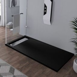 Distribain Receveur en gel coat ALICANTE Noir 160x90cm