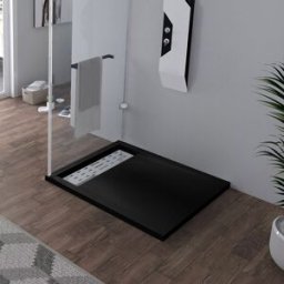 Distribain Receveur en gel coat ALICANTE Noir 100x90 cm