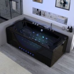 Distribain Baignoire balneo rectangulaire Kilauea black 26 jets Whirlpool