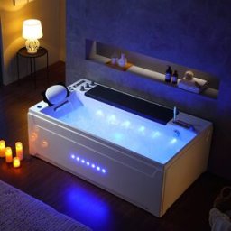 Distribain Baignoire balnéo rectangulaire Monté-Cristo 40 jets Whirlpool + massage des cervicales