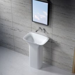 Distribain Vasque totem rectangulaire sur pied en solid surface Réf : SDV26