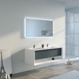 Distribain Meuble salle de bain PIAZZA 1200 Gris béton et Blanc