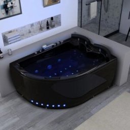 Distribain Baignoire balnéo asymétrique G-Maori Black whirlpool 32 jets