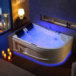 Distribain Baignoire balnéo asymétrique Kalliste Droite 47 jets Whirlpool