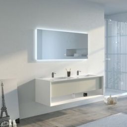 Distribain Meuble salle de bain PIAZZA 1400 Beige galet et Blanc