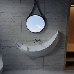 Distribain Vasque lune suspendue en solid surface SDV35