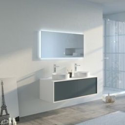 Distribain Meuble salle de bain MARUCA 1200 Gris béton et Blanc