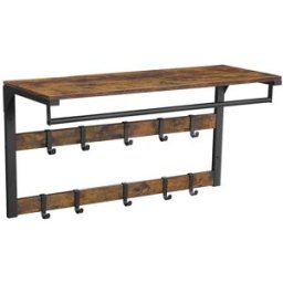 VASAGLE Porte-manteaux mural, Marron Rustique + Noir / 80L cm