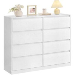 VASAGLE Kailyn Collection - Commode à six tiroirs pour rangement organisé, Blanc Neige / 8 Tiroirs (40 x 119,4 x 97,5 cm)