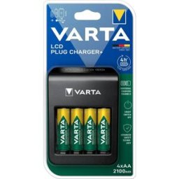 Varta Chargeur Lcd Pug+ Avec 4 Piles Aa De 2100 Mah Black One Size unisex