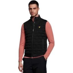 Lyle & Scott Gilet Check Quilt Back Fleece Jet Black XL Homme