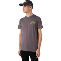 New Era T-shirt à Manches Courtes Nba Fade Logo Los Angeles Lakers Dark Grey S Homme