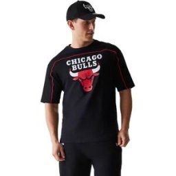 New Era T-shirt à Manches Courtes Nba Piping Oversized Chicago Bulls Black L Homme