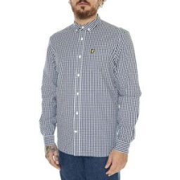 Lyle & Scott Chemise à Manches Longues White / Navy S Homme