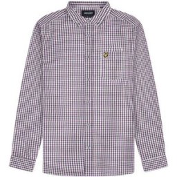 Lyle & Scott Chemise à Manches Longues Gingham Burgundy / White M Homme