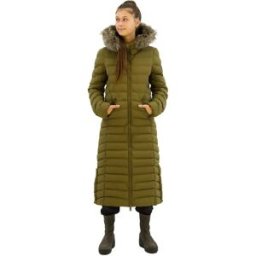 Superdry Veste Fuji Faux Fur Longline Dark Olive 2XS Femme