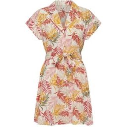 Only Robe Courte à Manches Courtes Laure Fr Cloud Dancer / Aop Multi Leaf XS Femme