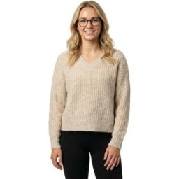 Vila Pull à Col En V Lampe Super Light Natural Melan L Femme