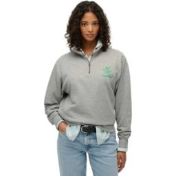 Superdry Pull à Demi-zip Country Club Crest Grey Marl XS Femme