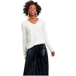 Vila Pull à Col En V Ril White Alyssum L Femme
