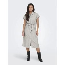 Only Robe à Manches Courtes Hannover Sarah Cloud Dancer / Stripes Walnut XS Femme